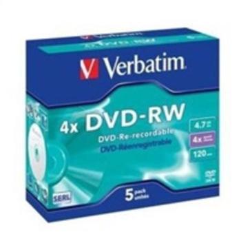 Verbatim DVD-RW 4,7GB 4x, SERL, jewel, 5ks (43285), 43285