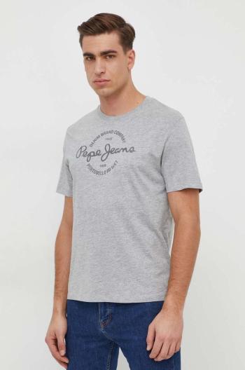 Bavlněné tričko Pepe Jeans Craigton šedá barva, s potiskem, PM509230