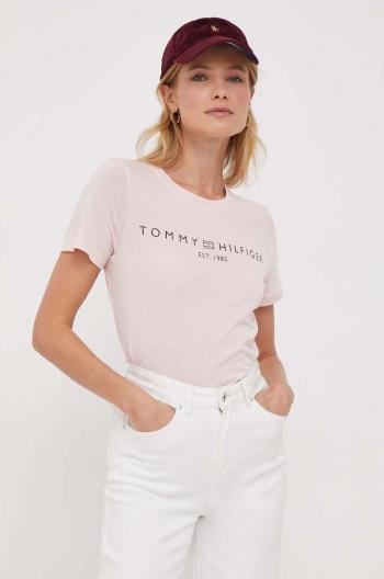 Bavlněné tričko Tommy Hilfiger šedá barva, WW0WW40276