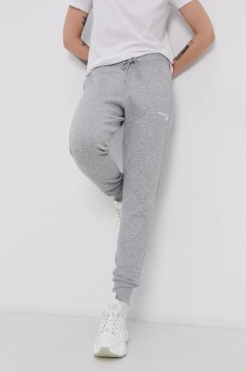 Kalhoty New Balance WP03805AG dámské, šedá barva, melanžové
