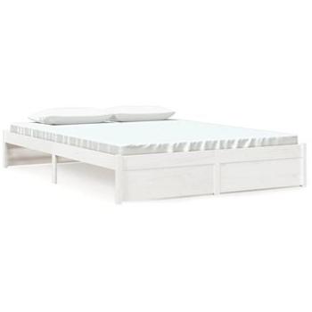 Rám postele bílý masivní dřevo 150 × 200 cm King Size, 814955 (814955)