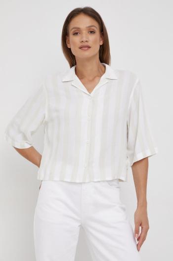 Košile Lee dámská, bílá barva, relaxed, s klasickým límcem