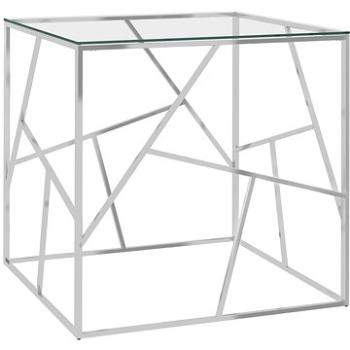 Konferenční stolek stříbrný 55x55x55 cm nerezová ocel a sklo (289016)