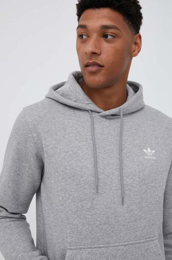 Mikina adidas Originals pánská, šedá barva, s kapucí, melanžová