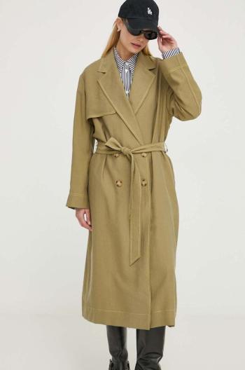 Trench kabát PS Paul Smith dámský, zelená barva, přechodný, oversize, W2R.257C.M31179