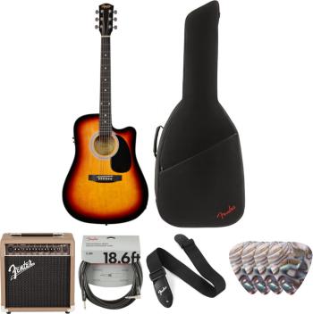 Fender Squier SA-105CE Deluxe SET Sunburst Elektroakustická kytara Dreadnought