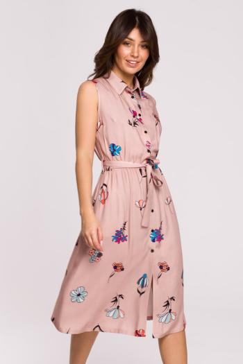 Staroružové kvetované midi šaty B230