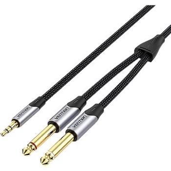 Vention Cotton Braided 3.5mm Male to 2*6.5mm Male Audio Cable 0.5M Gray Aluminum Alloy Type (BARHD)