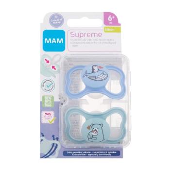 MAM Supreme Silicone Pacifier 6m+ Blue & Turquoise 2 ks dudlík pro děti