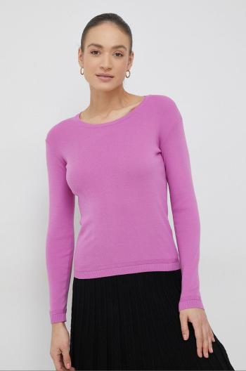 Bavlněný svetr United Colors of Benetton dámský, růžová barva, lehký