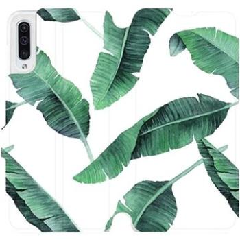 Flipové pouzdro na mobil Samsung Galaxy A50 - MG06P Zelené listy na bílém pozadí (5903226860982)