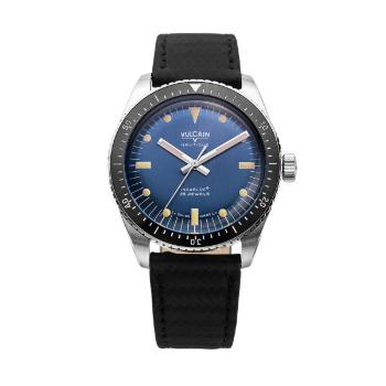 Vulcain Skindiver Nautique Blue - Black Carbon Leather Strap