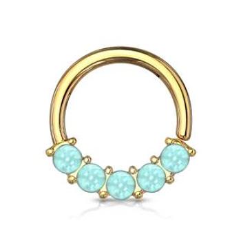 Šperky4U Zlacený piercing kruh s modrými kameny 1,0 x 10 mm - K01052-GDB