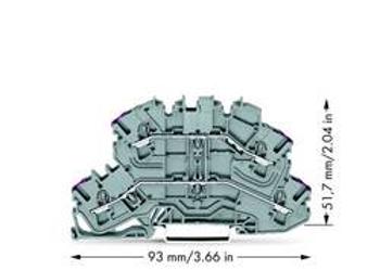 Dvojitá průchodková svorka WAGO 2002-2608, osazení: L, pružinová svorka, 5.20 mm, šedá, 50 ks