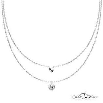 Šperky4U Dvojitý ocelový náhrdelník s přívěšky - OPD0238-ST