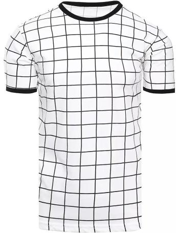 Bílé tričko s potiskem čtverců vel. XL