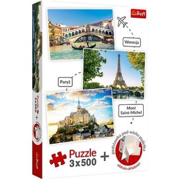 Trefl Puzzle Benátky, Paříž, Mont Saint-Michel 3x500 dílků (5900511916997)