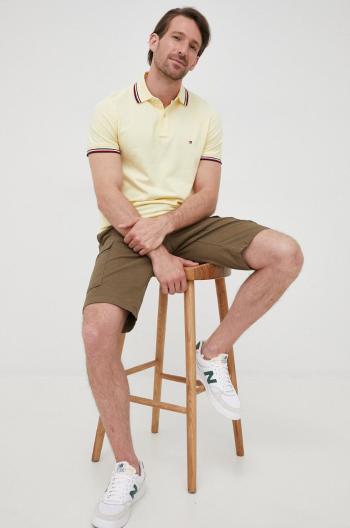 Bavlněné šortky Tommy Hilfiger pánské, zelená barva