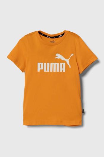 Dětské bavlněné tričko Puma oranžová barva, s potiskem