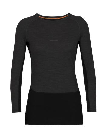 dámské triko dlouhý rukáv ICEBREAKER Wmns ZoneKnit™ 200 LS Crewe, Jet HTHR/Black/Metro HTHR/Cb velikost: S