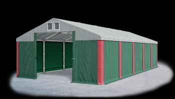 Garážový stan 6x8x3m střecha PVC 560g/m2 boky PVC 500g/m2 konstrukce ZIMA Zelená Šedá Červené