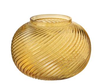 Žlutá skleněná kulatá váza Stripes L - 20*20*17 cm 3665