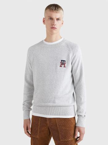 Tommy Hilfiger pánský světle šedý svetr TH Monogram - L (P01)