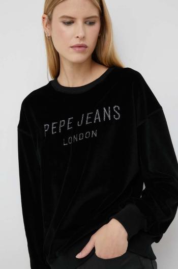 Mikina Pepe Jeans Cora Sweat dámská, černá barva, s aplikací
