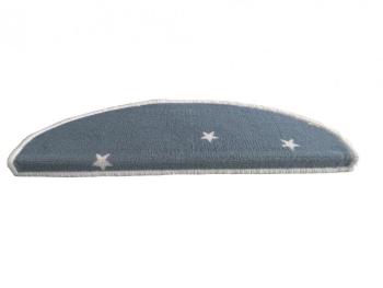 Vopi koberce Nášlapy na schody Hvězdičky modré půlkruh - 24x65 půlkruh (rozměr včetně ohybu) Modrá