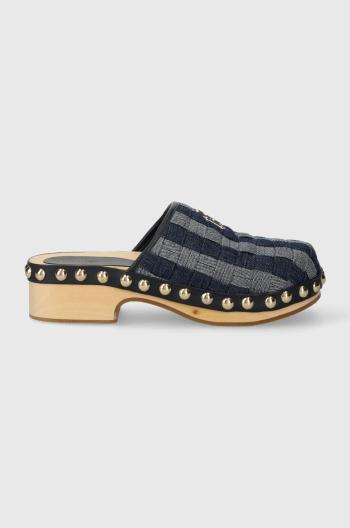 Pantofle Tommy Hilfiger TH DENIM CONTRAST CLOG dámské, tmavomodrá barva, na platformě, FW0FW07410