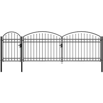 Zahradní plotová branka s obloukem ocelová 1,75×5 m černá (144371)