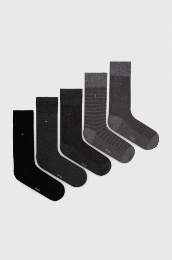 Ponožky Tommy Hilfiger 5-pack pánské, šedá barva