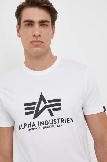 Bavlněné tričko Alpha Industries Basic T-Shirt bílá barva, s potiskem, 100501.09