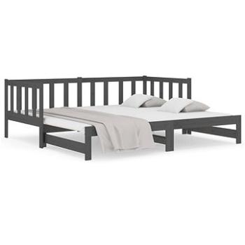 Výsuvná postel šedá 2× (90 × 190) cm masivní borovice, 814666 (814666)