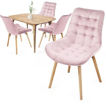 MIADOMODO Sada prošívaných jídelních židlí, růžová 4 ks