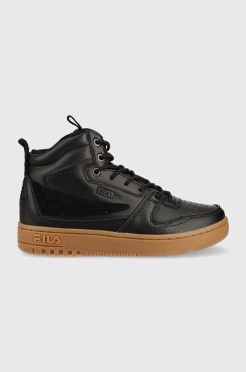 Kožené sneakers boty Fila černá barva