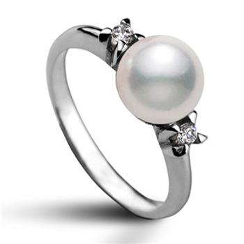 Šperky4U Stříbrný prsten s bílou swarovski perlou 8 mm, vel. 56 - velikost 56 - CS2107-56