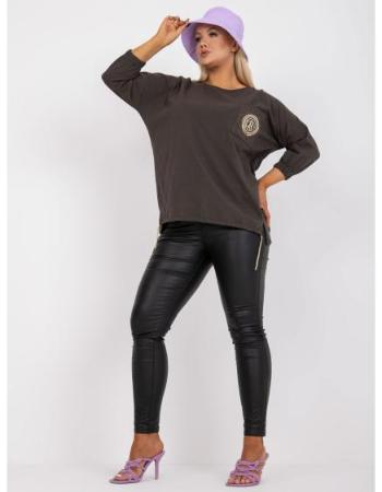 Dámská halenka s kulatým výstřihem plus size CLEMENTINA khaki 