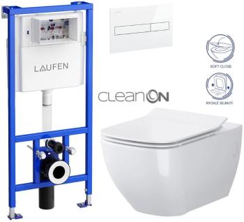 LAUFEN Rámový podomítkový modul CW1 SET s bílým tlačítkem + WC CERSANIT VIRGO CLEANON + SEDÁTKO H8946600000001BI ME1