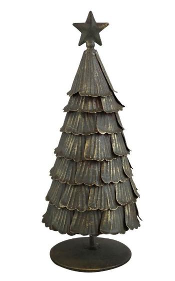 Mosazně - zelený kovový vánoční stromek - Ø 11*27cm 52007013 (52070-13)