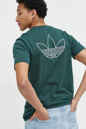 Bavlněné tričko adidas Originals zelená barva, s aplikací