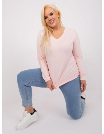 Dámská halenka z bavlny plus size světle růžová  