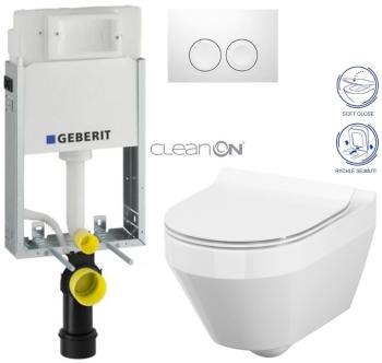 Geberit KOMBIFIX Basic tlačítko DELTA 21 Bílé WC CERSANIT CREA OVÁL + SEDÁTKO 110.100.00.1 21BI CR1