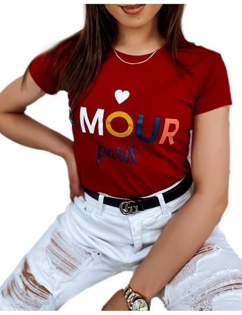 červené tričko s barevným nápisem amour vel. XL