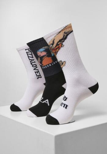 Mr. Tee Pizza Art Socks 3-Pack black/white/teal - 39–42