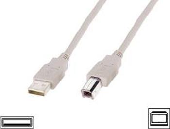 Kabel USB 2.0, USB A/USB B, 1,8 m, běžová, Digitus