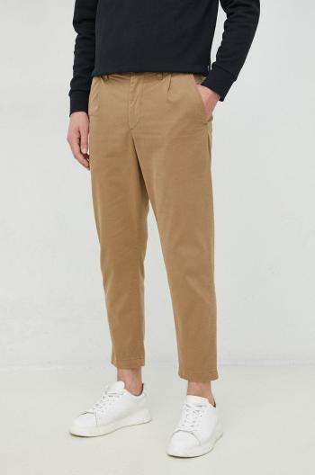Kalhoty BOSS Boss Casual pánské, béžová barva, ve střihu chinos