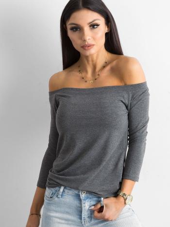 DÁMSKÝ ŠEDÝ TOP S ODHALENÝMI RAMENY RV-BZ-4692.99-DARK GRAY Velikost: S