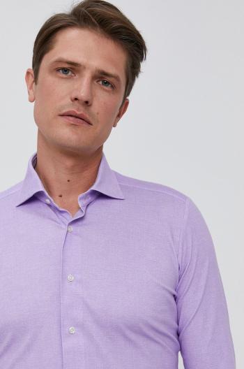Košile Emanuel Berg pánská, fialová barva, slim, s italským límcem