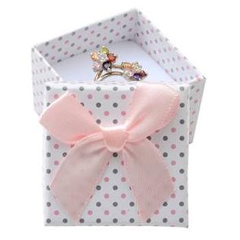 Šperky4U Malá dárková krabička na prsten bílá - šedé a růžové puntíky - KR0182-GRP